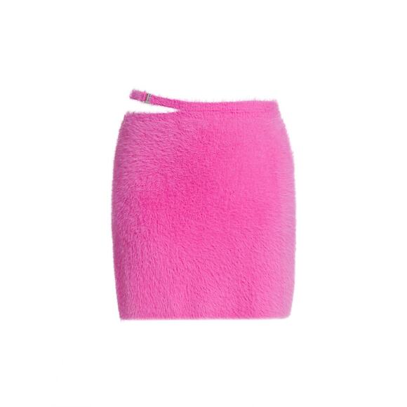 Simkhai 'Standard' Pink Paytra Fuzzy Faux Fur Knit Mini Skirt Size M - NWT - Picture 1 of 5